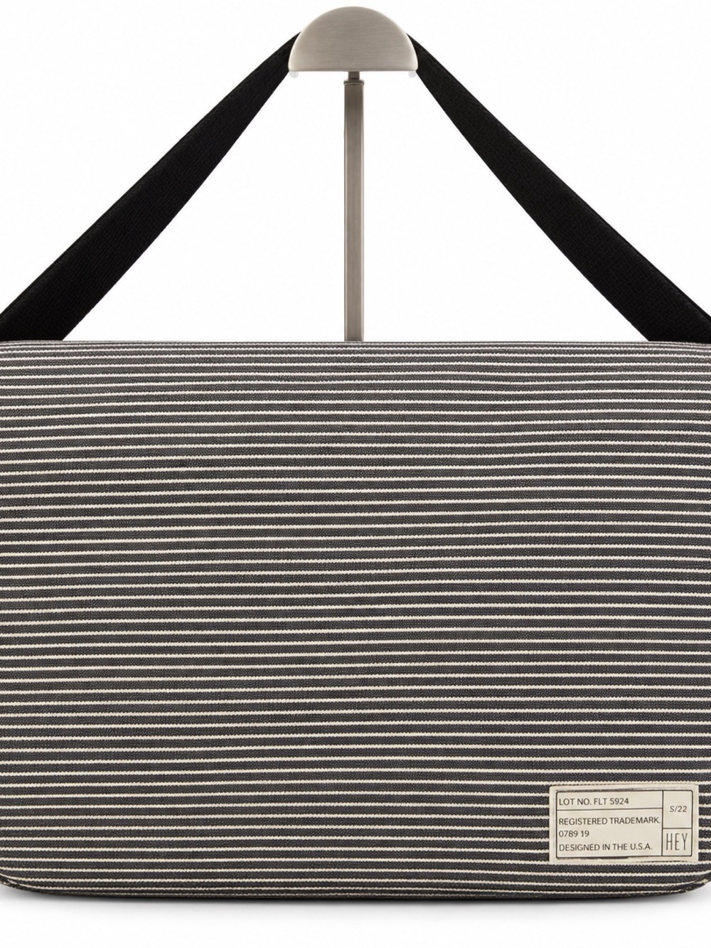 HEX Striped Laptop Messenger Bag Black Cream Crossbody Work School Tech Bag